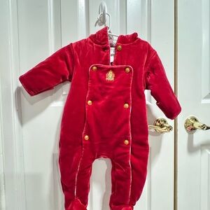 9M Ralph Lauren Red Velvet Kids Footie